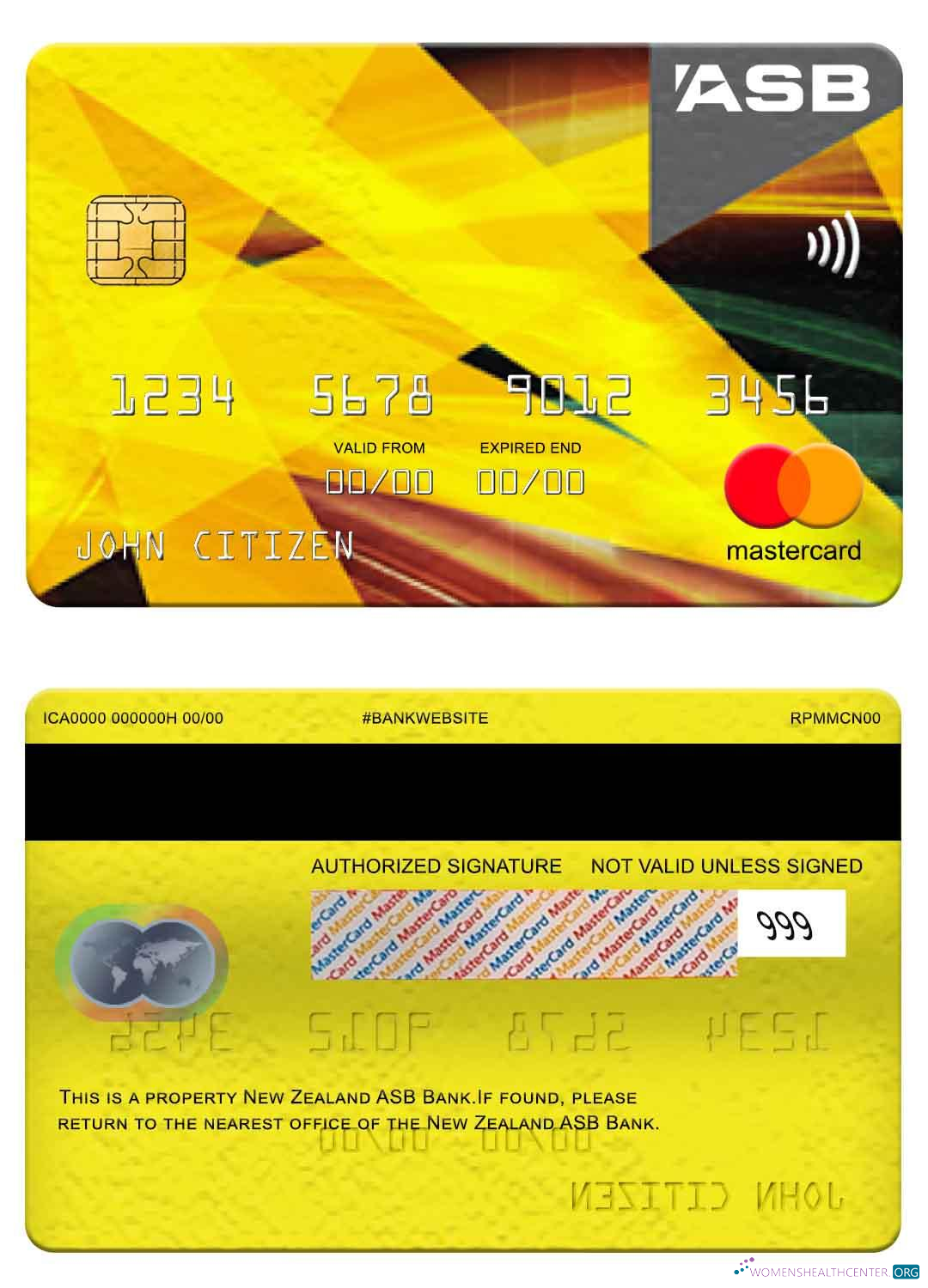Download New Zealand ASB Bank mastercard Photoshop template